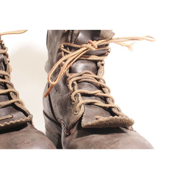 Vintage Danner Distressed Heavy Worn Brown Leather Kiltie Logger Boots USA main image 16